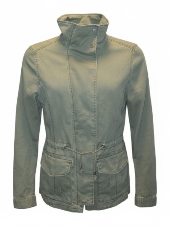 Divided H&M NYC Army Green Jacket Full Zip Snap Closure Drawstring Waist Sz 4 - Picture 1 of 7